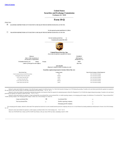 Thumbnail United Parcel Service Quarterly Report 2020-q1