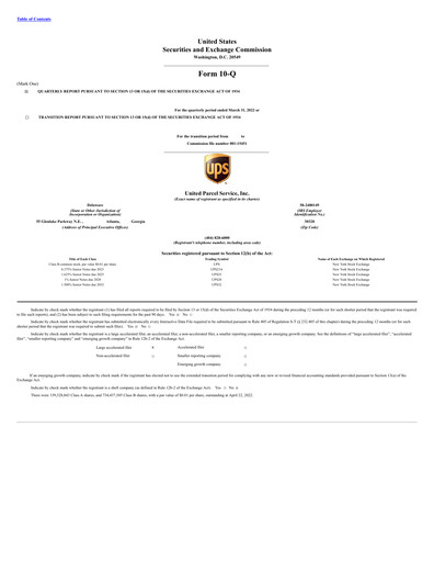 Thumbnail United Parcel Service Quarterly Report 2022-q1