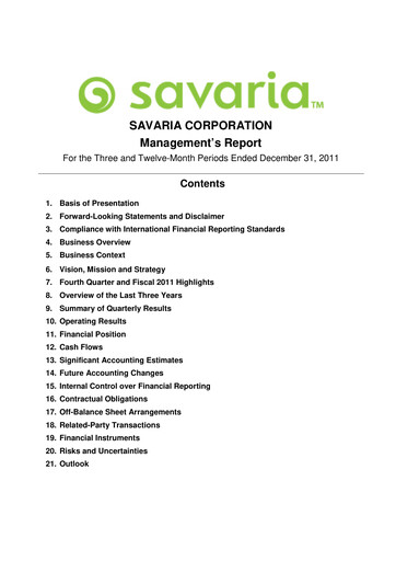 Thumbnail Savaria Corporation Financial Report 2011