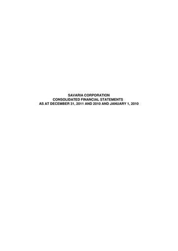 Thumbnail Savaria Corporation Financial Statement 2011