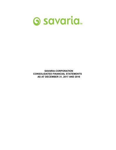 Thumbnail Savaria Corporation Financial Statement 2017