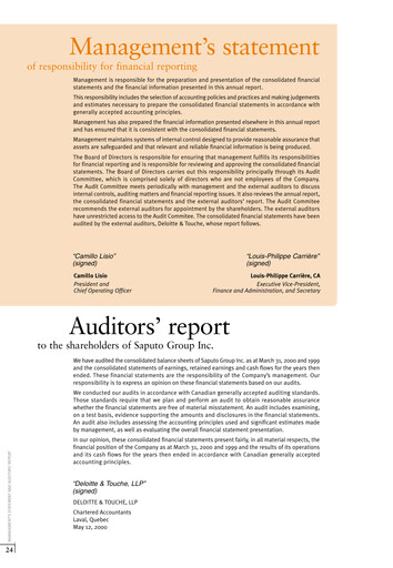 Thumbnail Saputo Financial Statement 2000