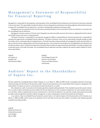 Thumbnail Saputo Financial Statement 2004