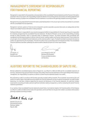 Thumbnail Saputo Financial Statement 2006