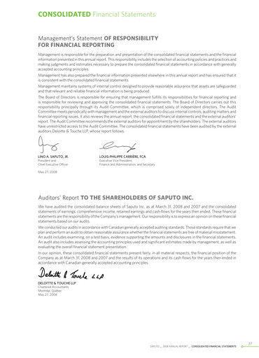 Thumbnail Saputo Financial Statement 2008