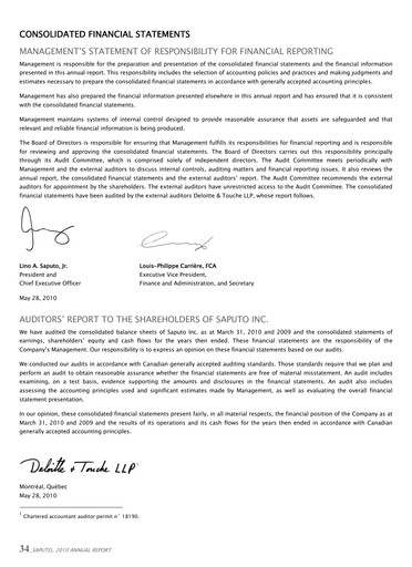 Thumbnail Saputo Financial Statement 2010