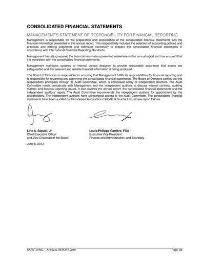 Thumbnail Saputo Financial Statement 2012