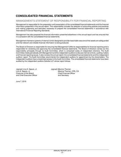 Thumbnail Saputo Financial Statement 2018