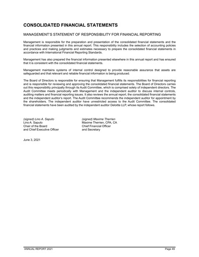 Thumbnail Saputo Financial Statement 2021