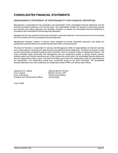 Thumbnail Saputo Financial Statement 2022