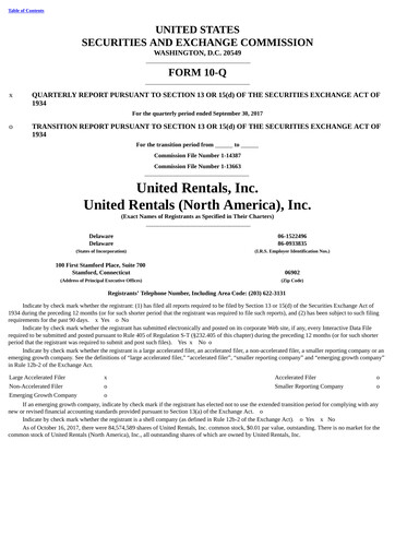 Thumbnail United Rentals
 Quarterly Report 2017-q3