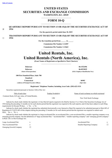 Thumbnail United Rentals
 Quarterly Report 2019-q2