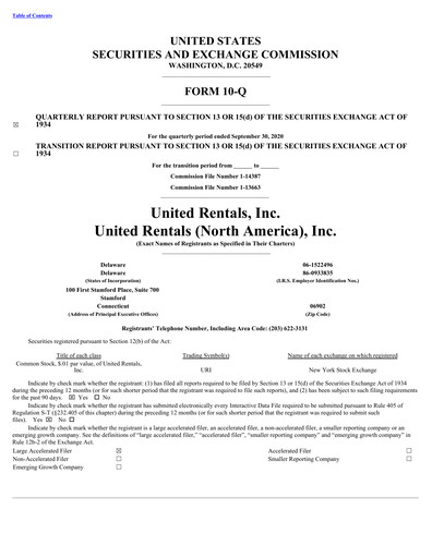 Thumbnail United Rentals
 Quarterly Report 2020-q3