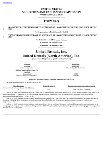 Thumbnail United Rentals
 Quarterly Report 2021-q3
