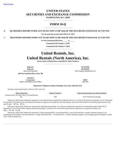 Thumbnail United Rentals
 Quarterly Report 2022-q1