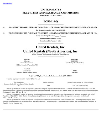Thumbnail United Rentals
 Quarterly Report 2023-q1