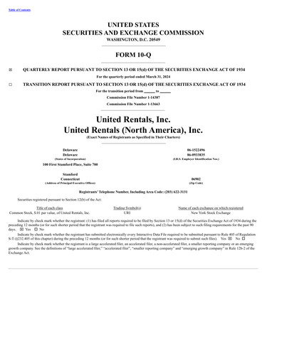 Thumbnail United Rentals
 Quarterly Report 2024-q1