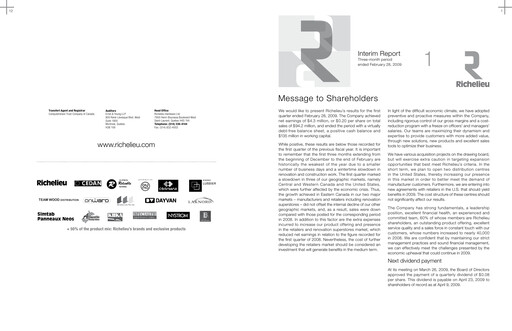 Thumbnail Richelieu Hardware Quarterly Report 2009-q1