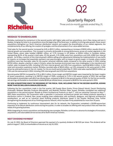 Thumbnail Richelieu Hardware Quarterly Report 2025-q2