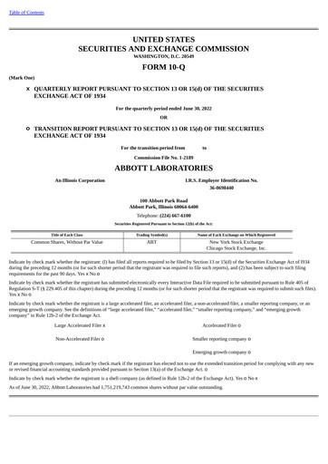 Thumbnail Abbott Laboratories Quarterly Report 2022-q2