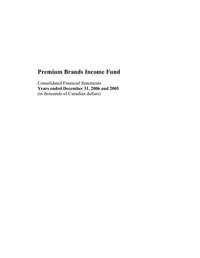 Thumbnail Premium Brands Financial Statement 2006