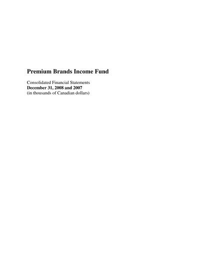 Thumbnail Premium Brands Financial Statement 2008