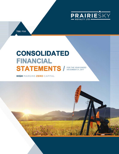 Thumbnail PrairieSky Royalty
 Financial Statement 2017
