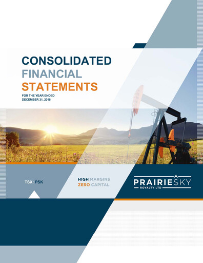 Thumbnail PrairieSky Royalty
 Financial Statement 2018