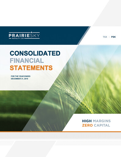 Thumbnail PrairieSky Royalty
 Financial Statement 2019