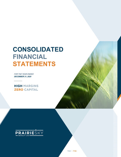 Thumbnail PrairieSky Royalty
 Financial Statement 2020