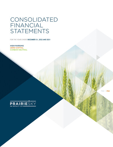 Thumbnail PrairieSky Royalty
 Financial Statement 2022
