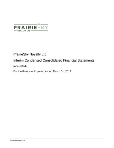 Miniature PrairieSky Royalty
 Rapport trimestriel 2017-q1