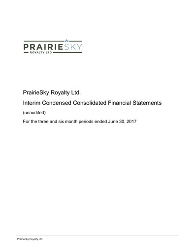 Miniature PrairieSky Royalty
 Rapport trimestriel 2017-q2