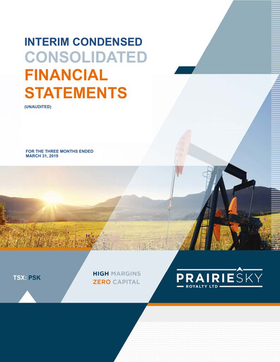 Miniature PrairieSky Royalty
 Rapport trimestriel 2019-q1