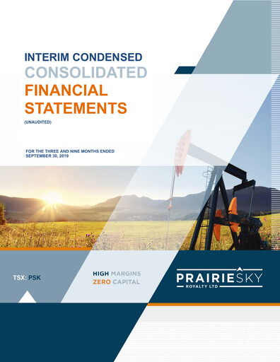 Miniature PrairieSky Royalty
 Rapport trimestriel 2019-q3