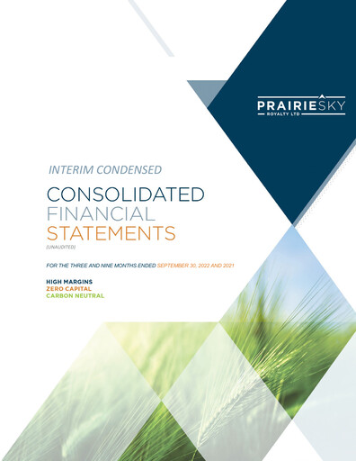 Miniature PrairieSky Royalty
 Rapport trimestriel 2022-q3