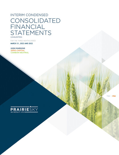 Miniature PrairieSky Royalty
 Rapport trimestriel 2023-q1
