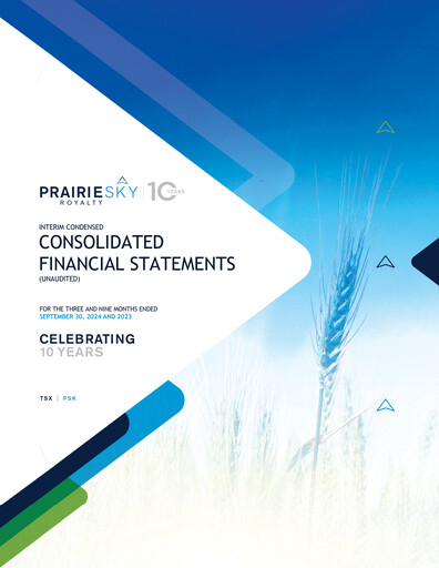 Miniature PrairieSky Royalty
 Rapport trimestriel 2024-q3