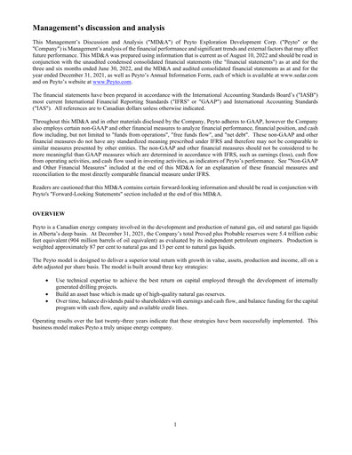 Thumbnail Peyto Exploration & Development Quarterly Report 2022-q2