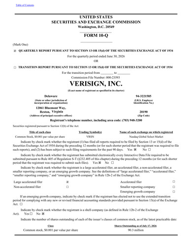 Miniature VeriSign Rapport trimestriel 2026-q2