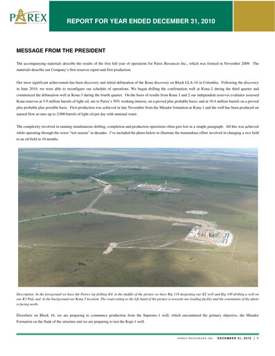 Thumbnail Parex Resources Financial Statement 2010