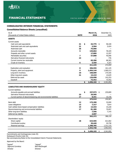Vorschaubild Parex Resources Quartalsbericht 2026-q1