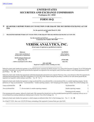 Thumbnail Verisk Analytics Quarterly Report 2018-q1