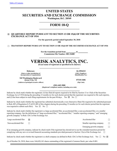 Thumbnail Verisk Analytics Quarterly Report 2018-q3