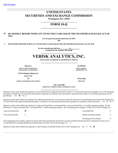 Thumbnail Verisk Analytics Quarterly Report 2019-q2