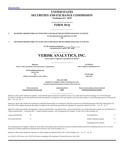 Thumbnail Verisk Analytics Quarterly Report 2024-q2