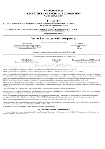 Vorschaubild Vertex Pharmaceuticals Jahresbericht 2020