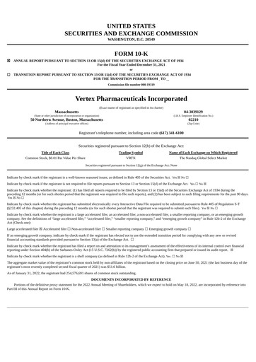 Vorschaubild Vertex Pharmaceuticals Jahresbericht 2021