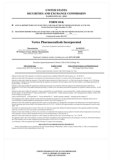 Thumbnail Vertex Pharmaceuticals Annual Report 2025