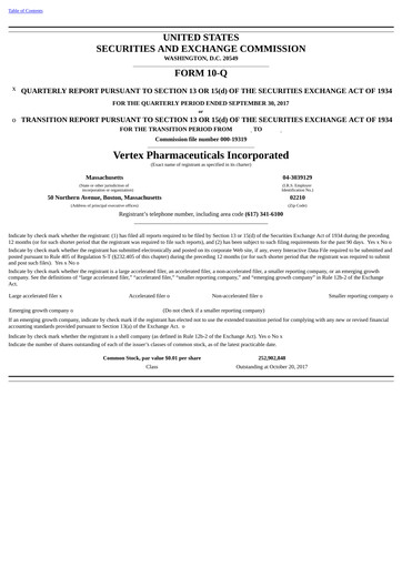 Thumbnail Vertex Pharmaceuticals Quarterly Report 2017-q3